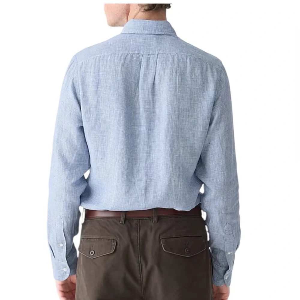 J.Crew Untucked‎ Baird McNutt Irish Linen Shirt Slim Mini Houndstooth Small Nwt